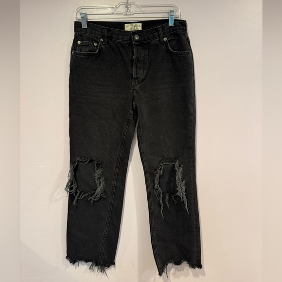 We the free black button fly straight jeans - Picture 1 of 4